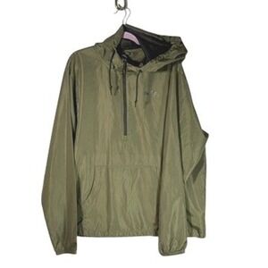 FedEx New Ground Windbreaker Jacket Olive Green 1/4 Zip Hooded Pullover XL NWOT